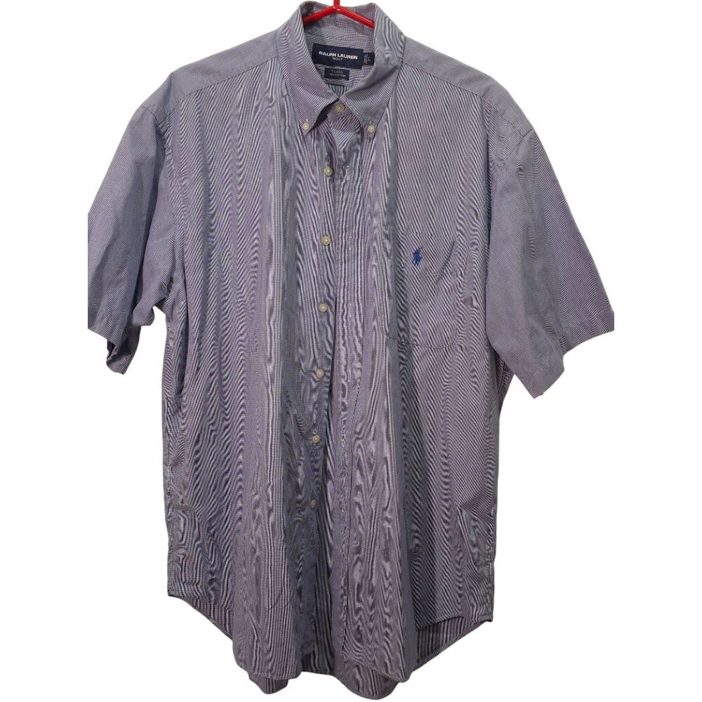 Ralph Lauren Golf Tilden Men's Blue Check Short-Sleeve Cotton Shirt Large